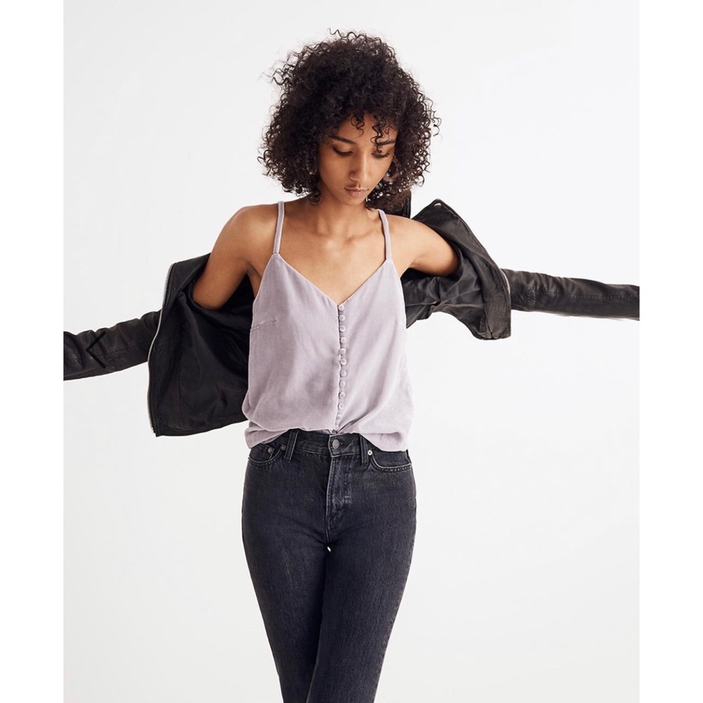 NWT MADEWELL Velvet Button-Down Cami - Picture 2 of 8